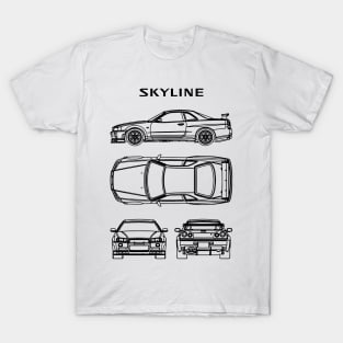 Nissan Skyline R34 GTR Blueprint T-Shirt